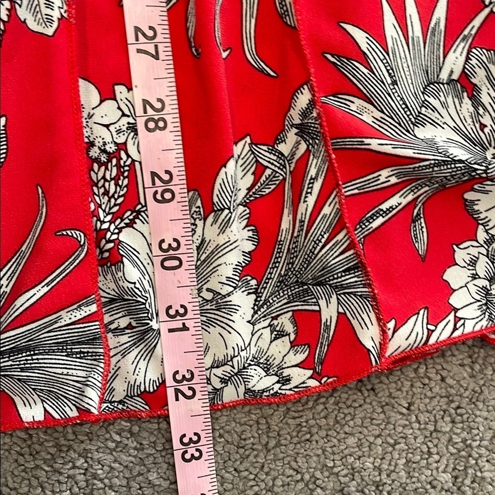 Elegant Red and Black Floral Sleeveless Dress | Size 4 FAIR CONDITION - Picture 10 of 12